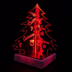 Sapin de table lumineux en 3D sur socle LED, à personnaliser avec pré