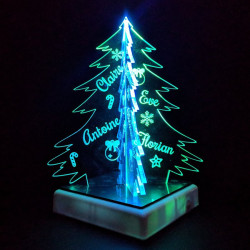 Sapin de table lumineux en 3D sur socle LED, à personnaliser avec pré