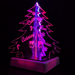 Sapin de table lumineux en 3D sur socle LED, à personnaliser avec pré