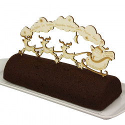 Topper décor de bûche de noël en bois à personnaliser - Père Noël traineau