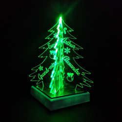 Sapin de table lumineux en 3D sur socle LED, à personnaliser avec pré
