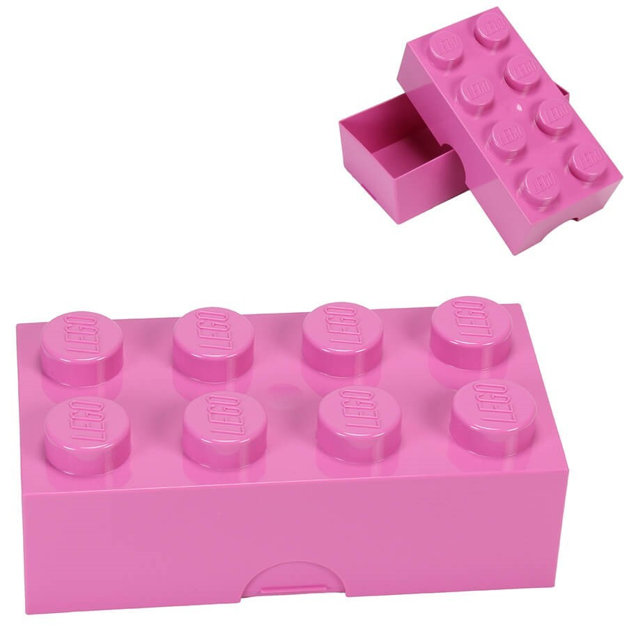 Boîte de rangement ou lunch box brique Lego 8 - rose Boîte de rangement ou lunch box brique Lego 8 - rose