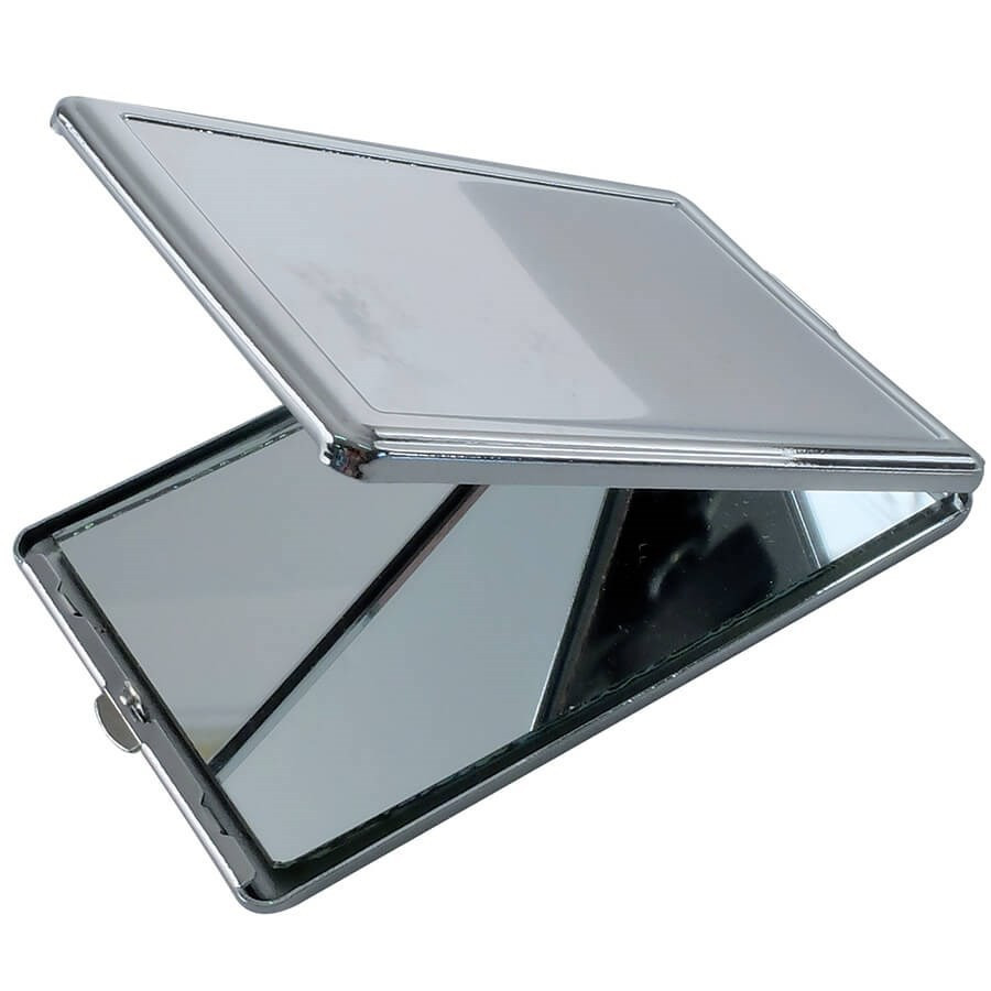 Miroir de poche rectangle métal 2 faces Miroir de poche rectangle métal 2 faces