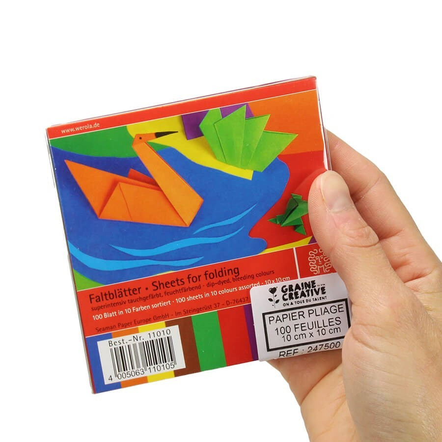 Papier pliage origami - 100 feuilles multicolores 10 x 10 cm