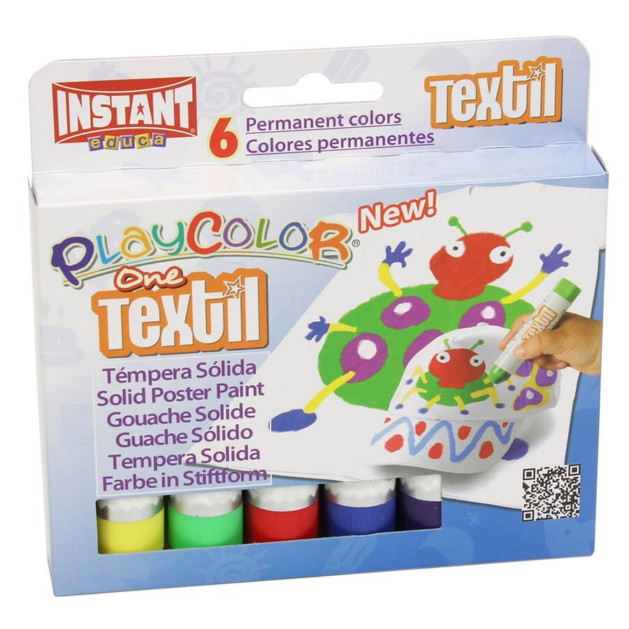 6 sticks de gouache solide PlayColor One - peinture pour textiles