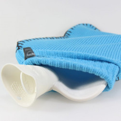 Bouillotte à eau avec housse - tricot bleu Fashy