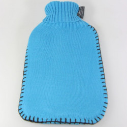 Bouillotte à eau avec housse - tricot bleu Fashy
