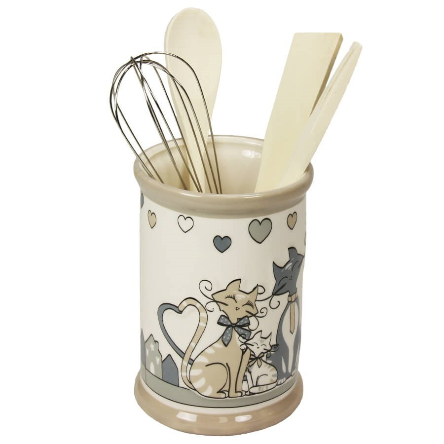 Porte Ustensiles Avec Accessoires Famille De Chats