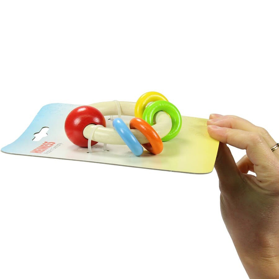 Heimess Hochet Arc-en-ciel – Bobine En Bois Avec Anneaux