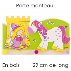 Patère portemanteau enfant en bois - princesse licorne