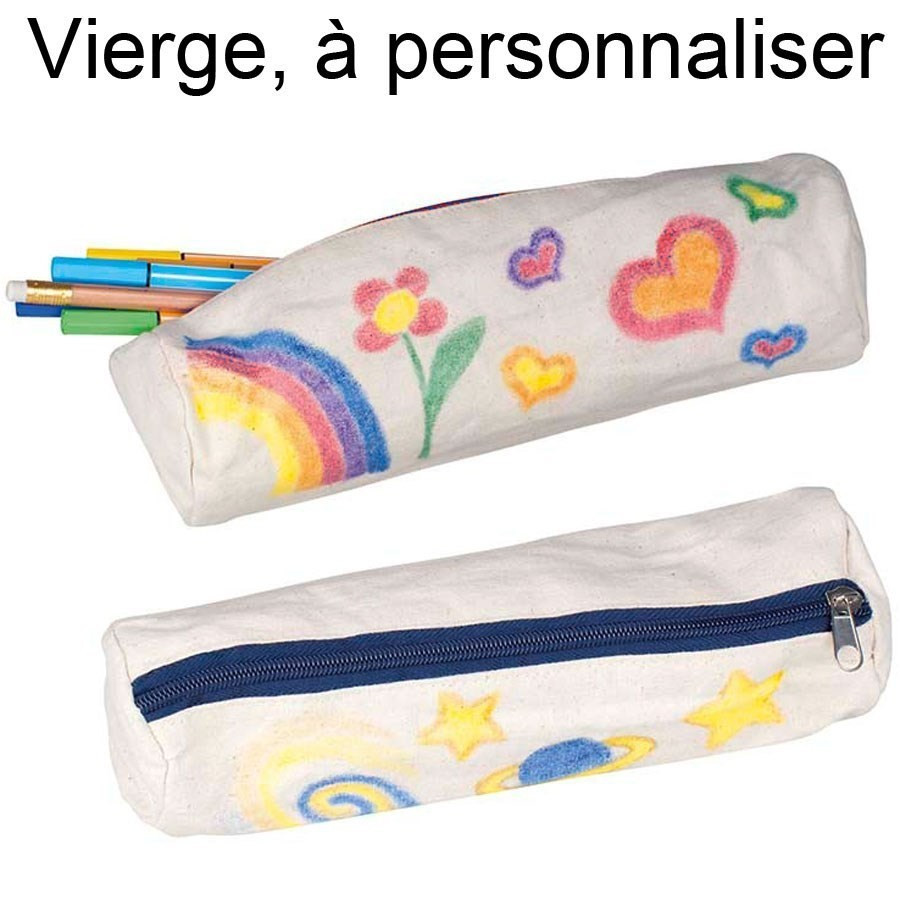 Trousse en coton à personnaliser - bleu