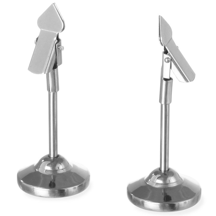 Lot de 2 supports inox pour carte, menu, marque place…