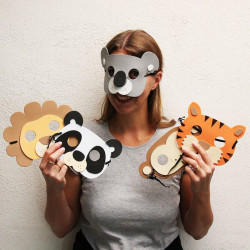 Set de 5 masques Animaux en mousse pour déguisement