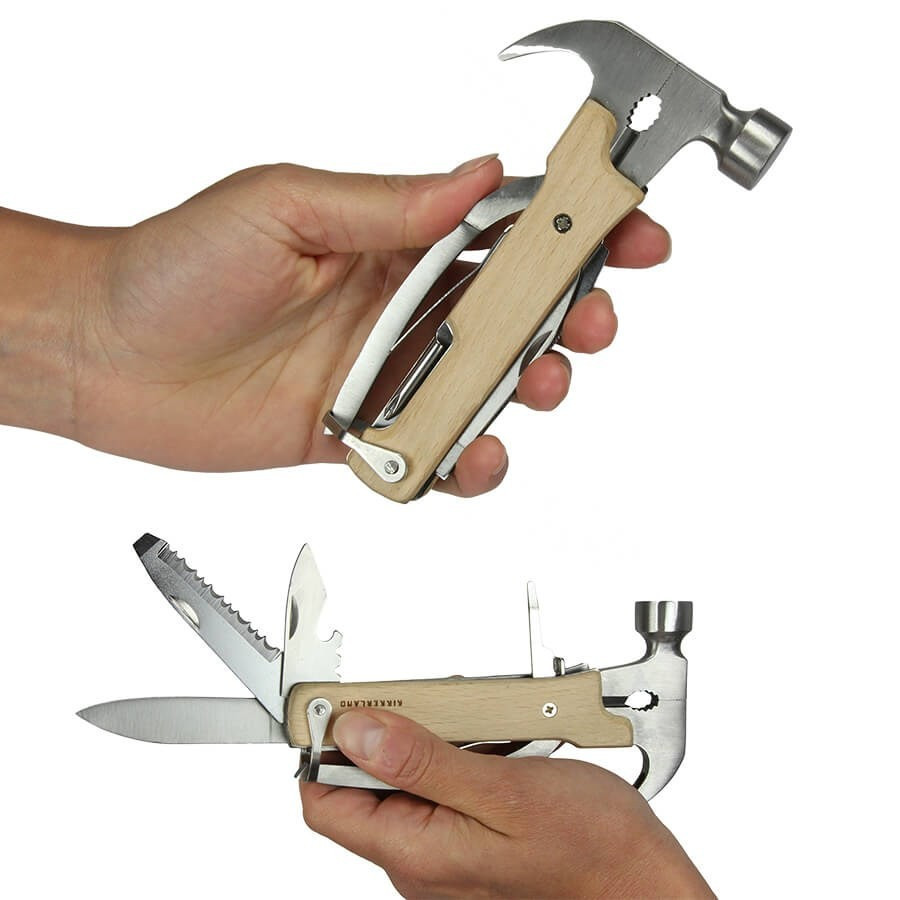 Marteau multi outils façon couteau suisse en bois Kikkerland