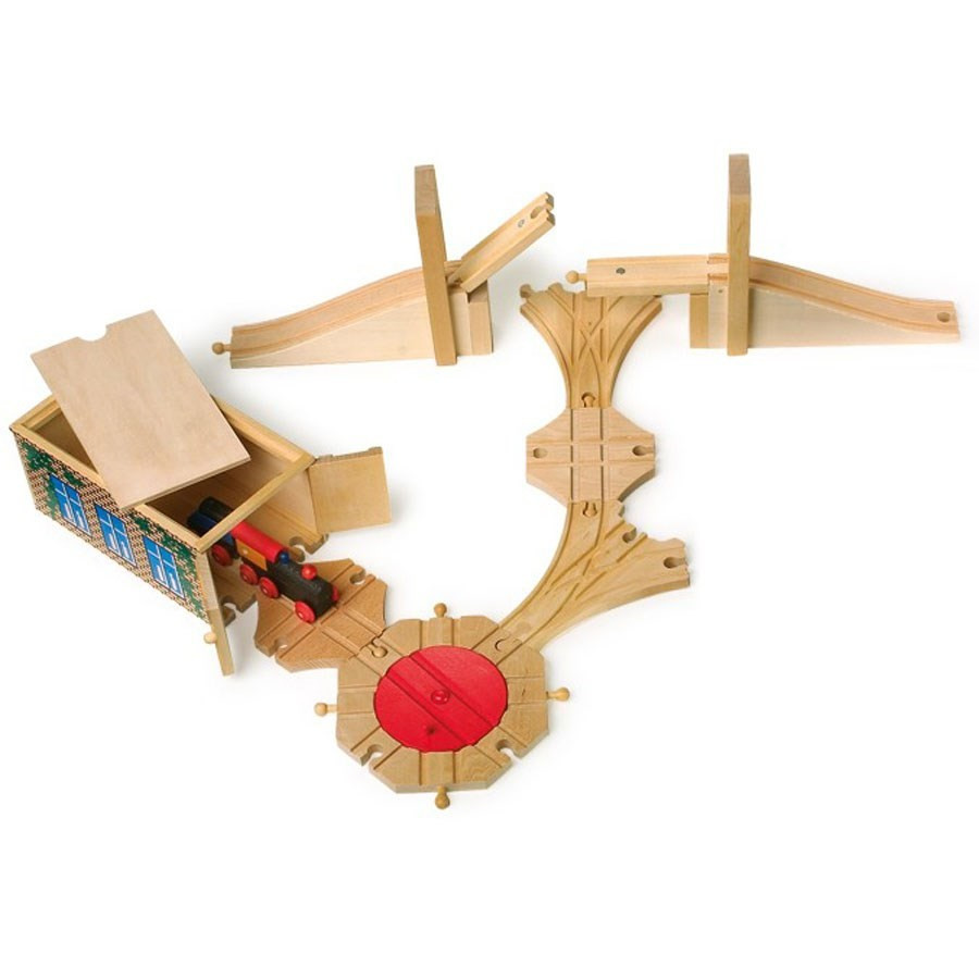 Lot d'accessoires pour circuit de train en bois Legler