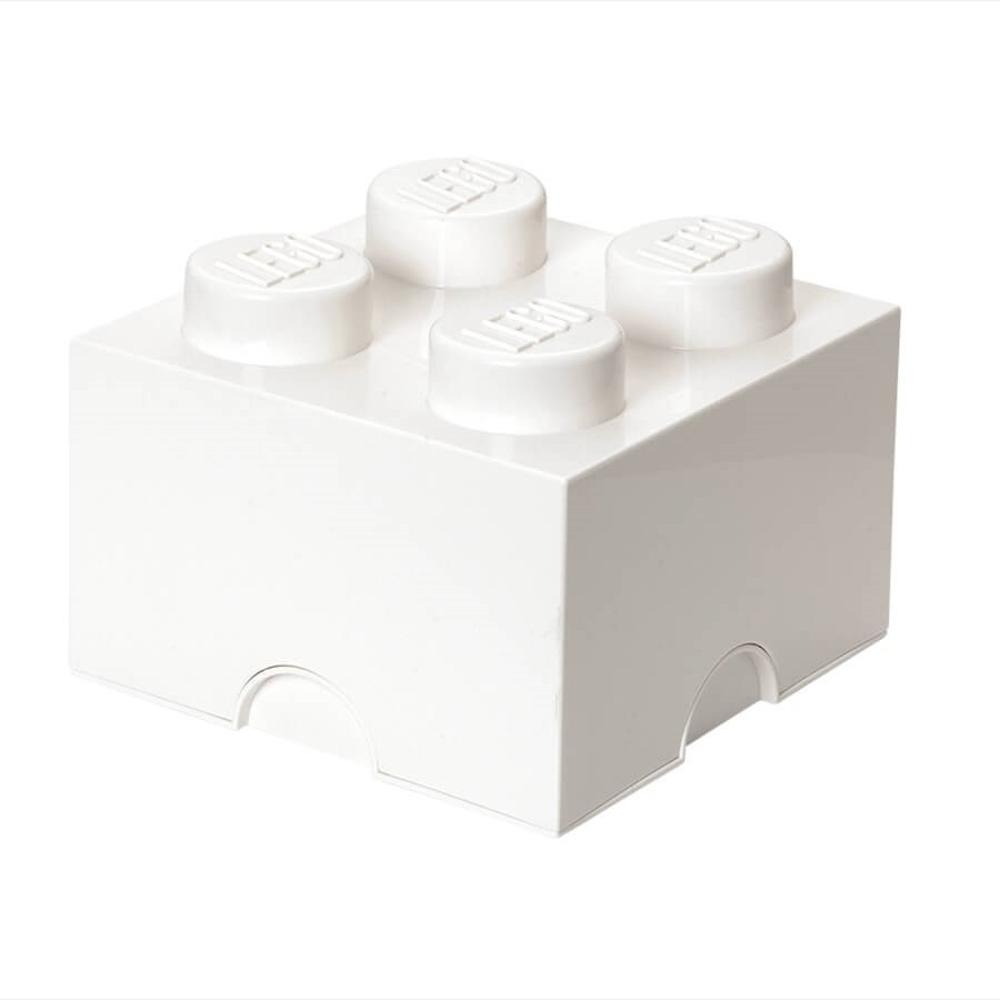 Boite de rangement Lego carrée 4 plots - blanc