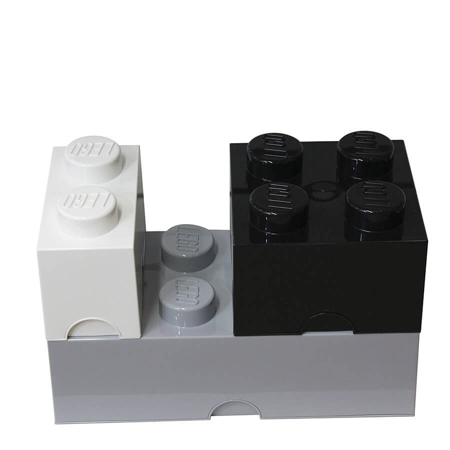 Boite de rangement Lego carrée 4 plots noir