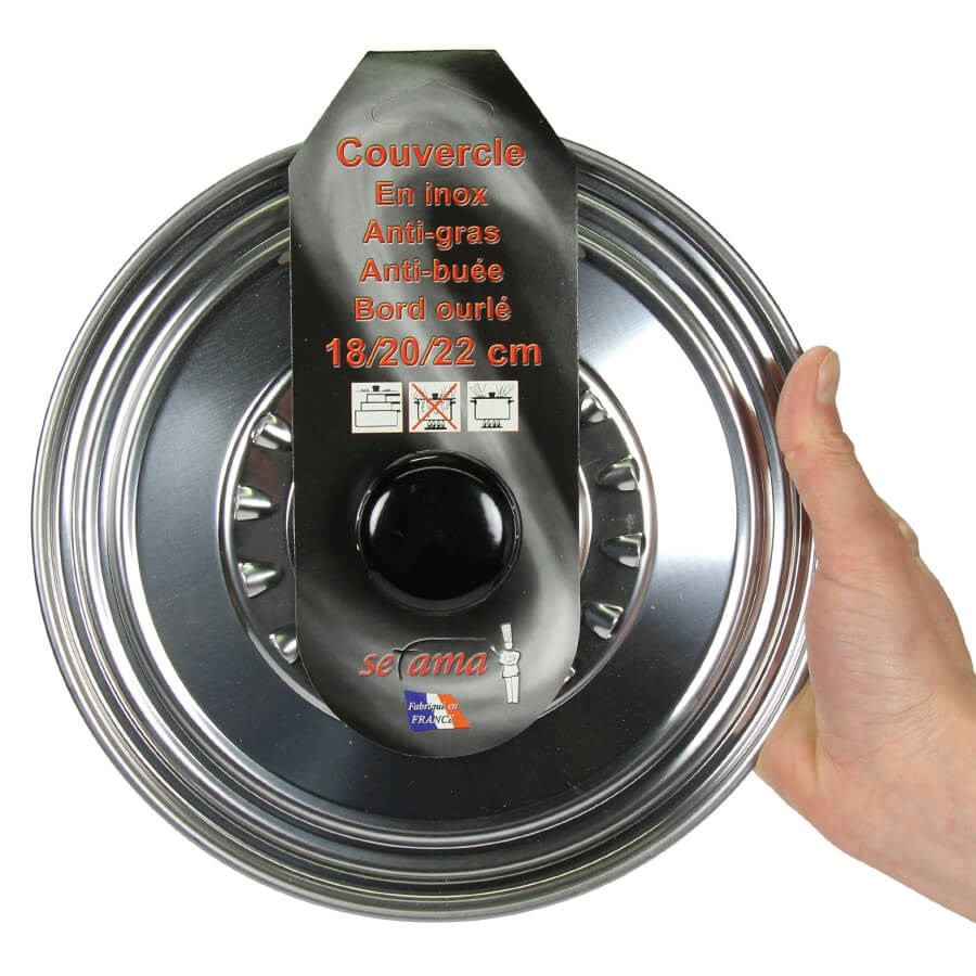 Couvercle de casserole en inox à bord ourlé 182022 cm