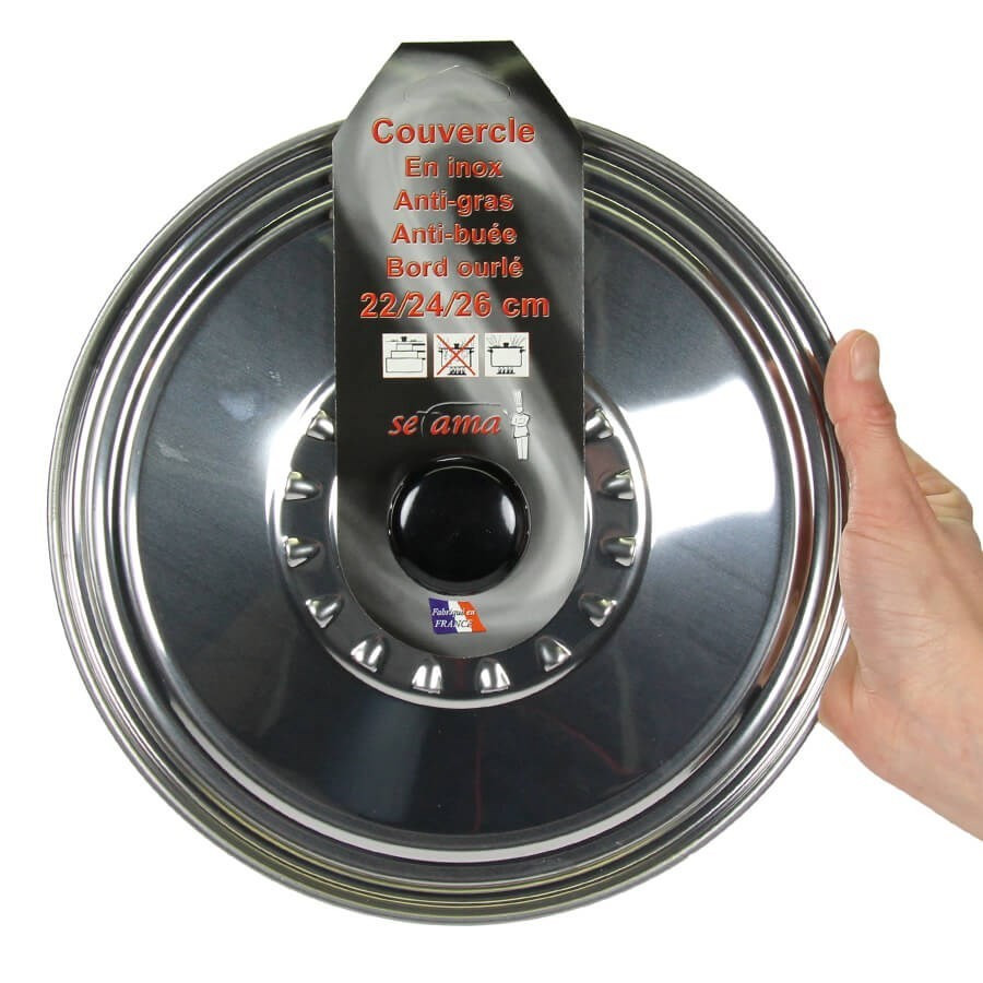 Couvercle de casserole en inox à bord ourlé 222426 cm