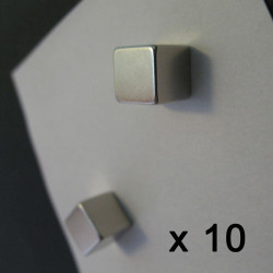 10 aimants puissants cube nickel 10 x 10 mm