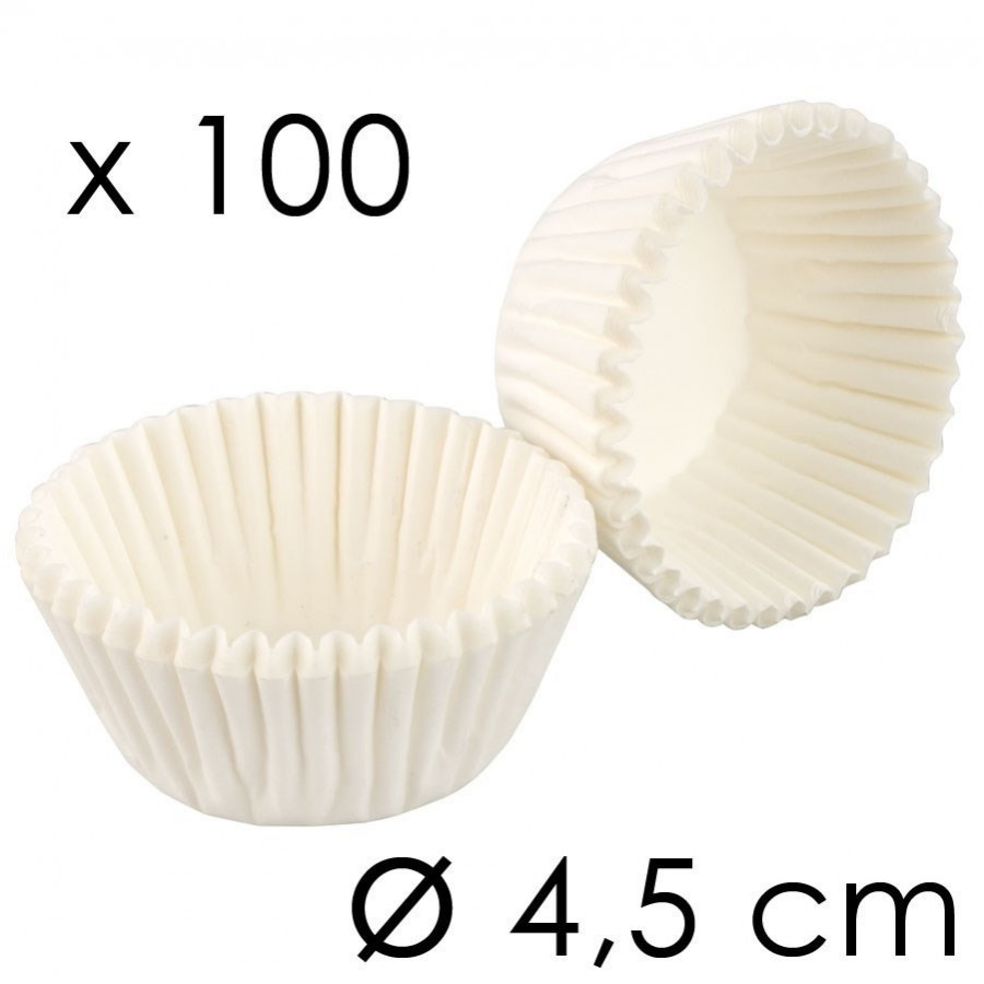 100 caissettes papier pour petits fours Tala blanc