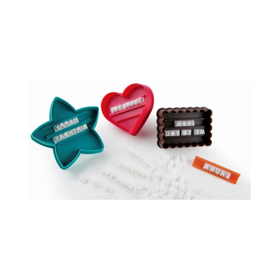 3 tampons emporte pièces biscuits avec texte personnalisable Tala 3 tampons emporte pièces biscuits avec texte personnalisable Tala