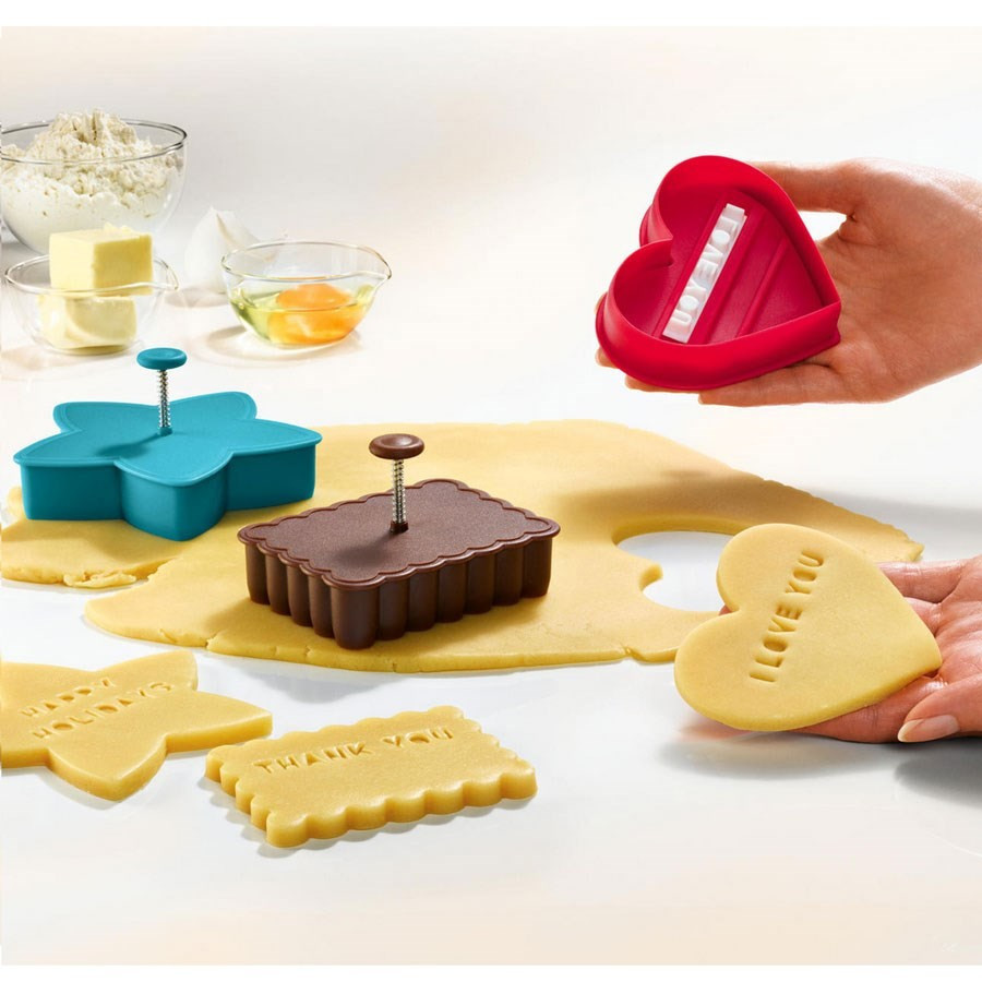 3 tampons emporte pièces biscuits avec texte personnalisable Tala