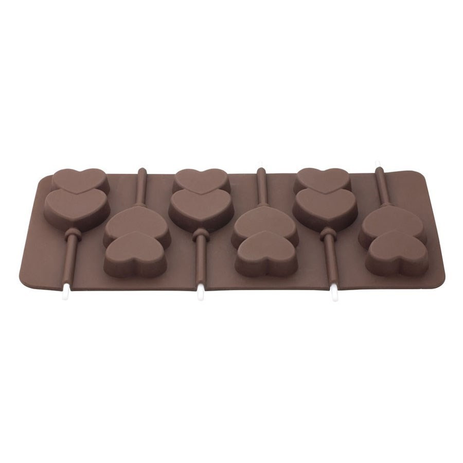 Moule à sucettes en chocolat en silicone Tala - double coeur