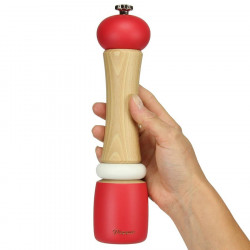 Moulin à poivre manuel en bois - rouge - 25 cm