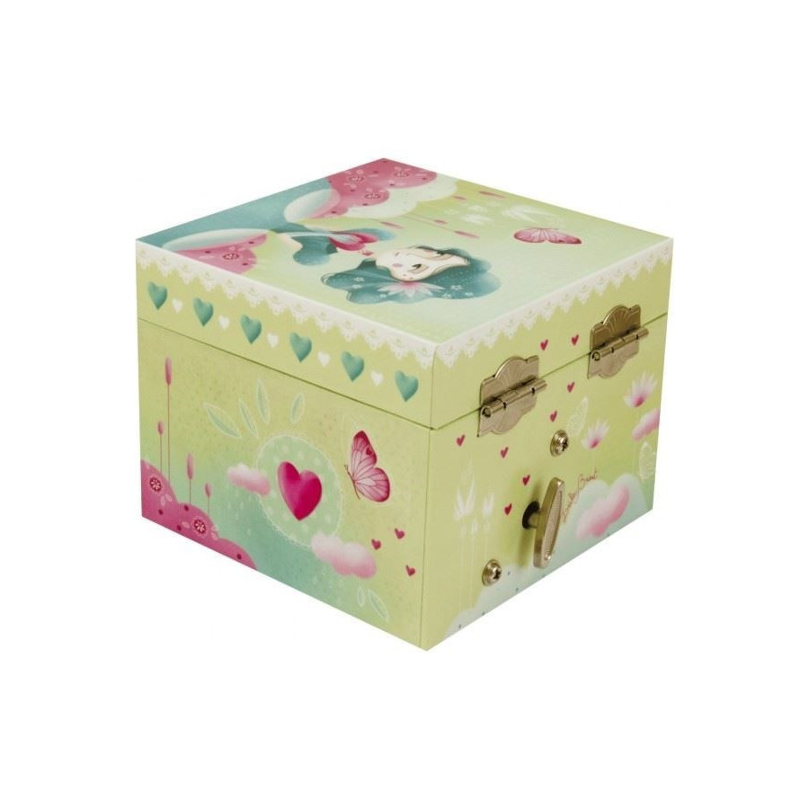 Boîte à musique coffre à bijoux à tiroir Papillon