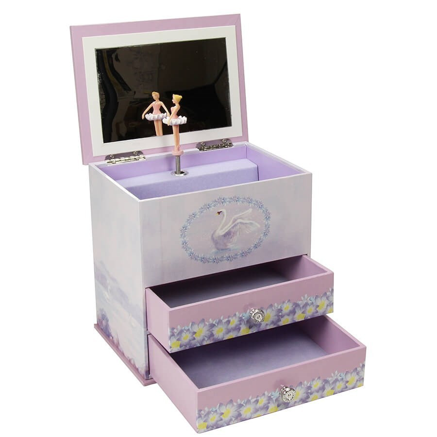 Coffret Boite A Musique Danseuse Lac Des Cygnes 2 Tiroirs
