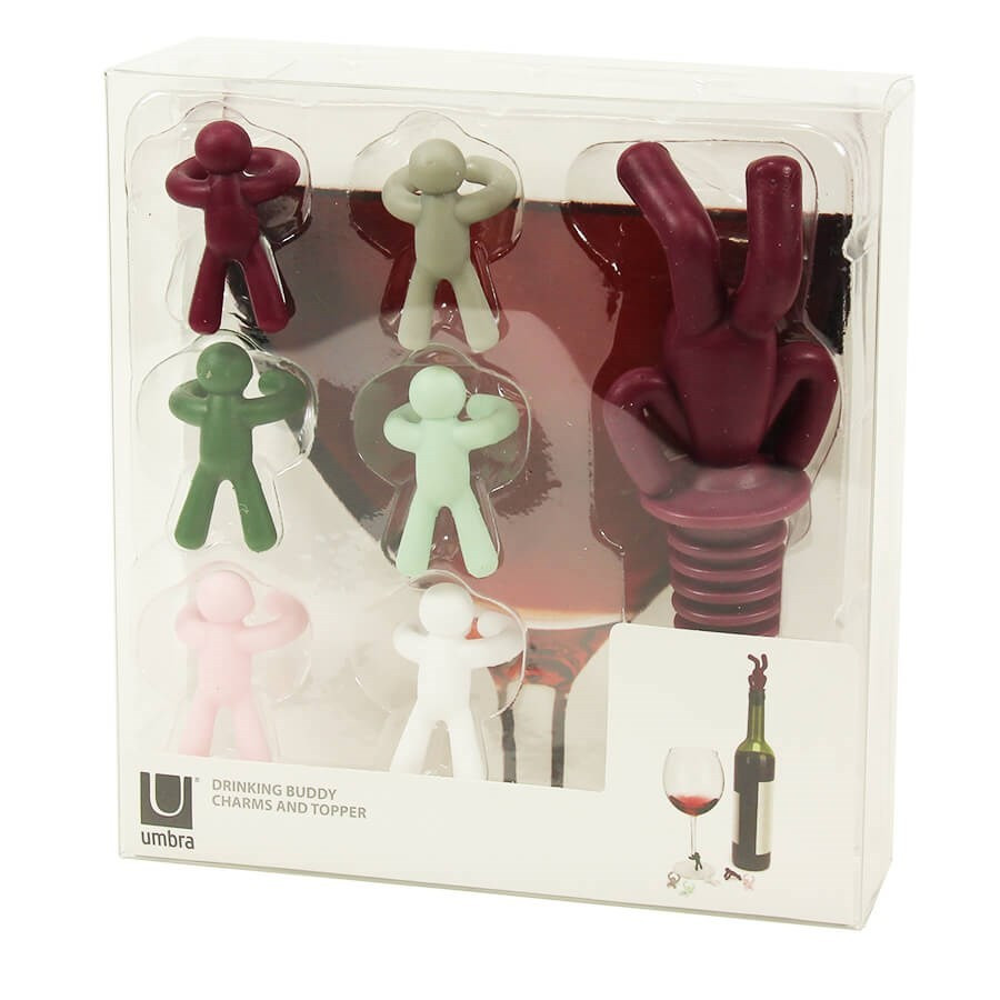 Marque verre à pied et bouchon de bouteille Drinking Buddy Marque verre à pied et bouchon de bouteille Drinking Buddy