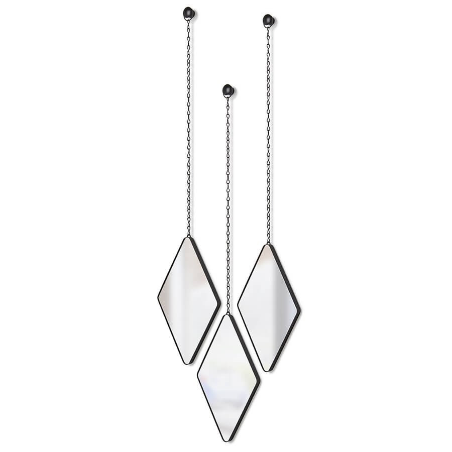 Lot de 3 miroirs muraux suspendus Dima Umbra - noir Lot de 3 miroirs muraux suspendus Dima Umbra - noir
