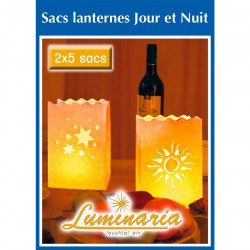 Lanternes sac en papier Luminaria Soleil et étoiles - lot de 10