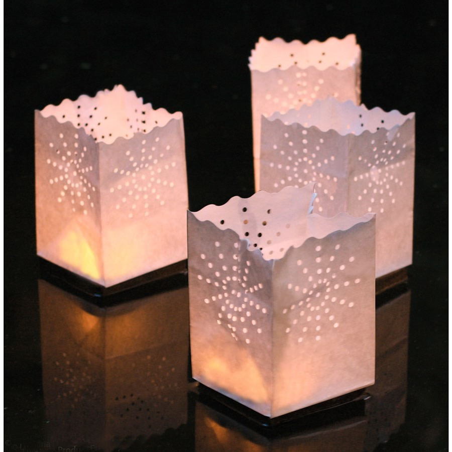 20pcs Luminary Sacs en Papier Blanc Lanterne Sacs Flamme Sacs Bougie Résistant À Papier Luminaria Lanternes Lampion Sac Flamme Papier Résistant pour Soirée De Mariage