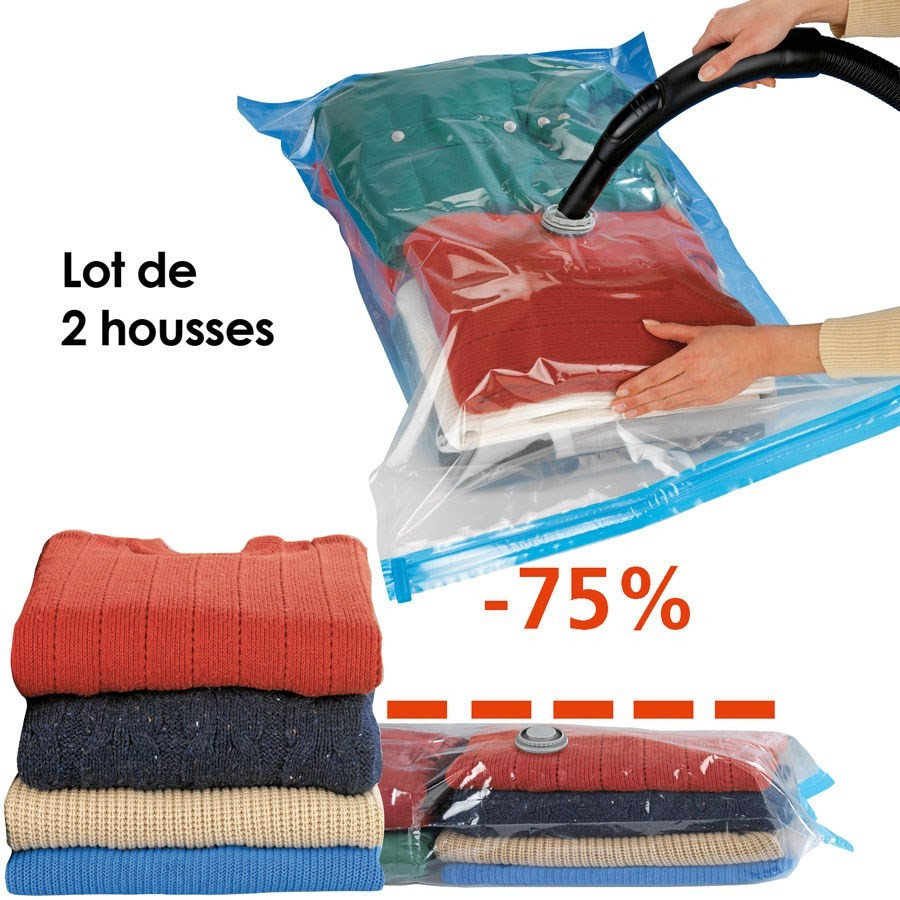 Lot de 2 housses de rangement sous vide d'air Wenko - 90x56 cm