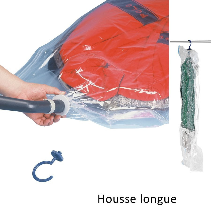 Housse de rangement sous vide d'air Wenko - sur cintre - 145x70 cm Housse de rangement sous vide d'air Wenko - sur cintre - 145x70 cm