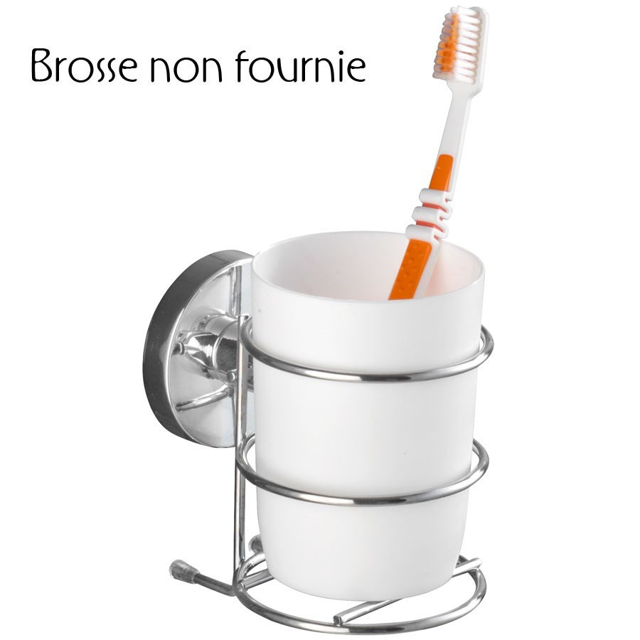 Porte gobelet et brosse à dents mural à ventouse Vacuum Loc Wenko