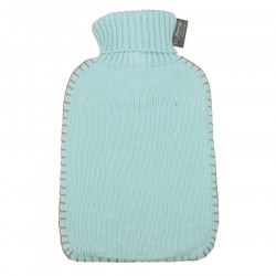 Bouillotte à eau Fashy avec housse tricot bleu ciel - 2 litres