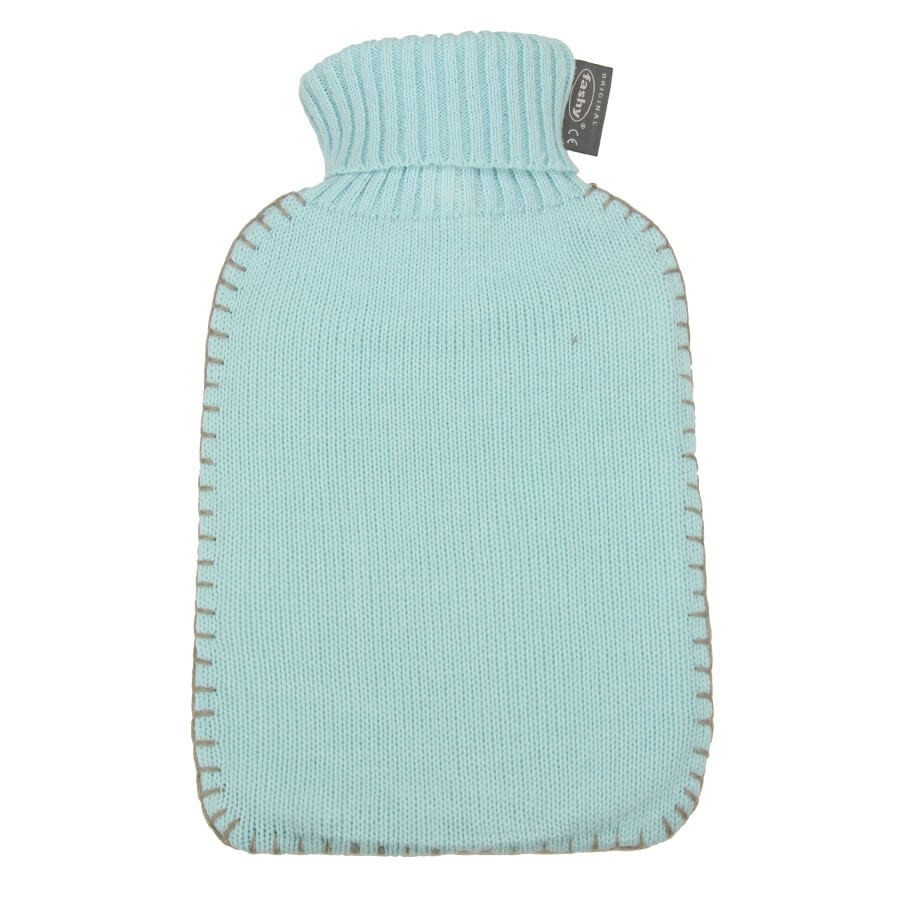 Bouillotte à eau Fashy avec housse tricot bleu ciel - 2 litres Bouillotte à eau Fashy avec housse tricot bleu ciel - 2 litres