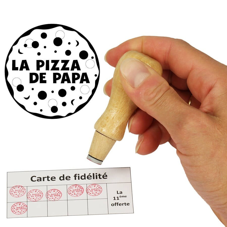 Tampon rond pour carte de fidélité personnalisé Pizza