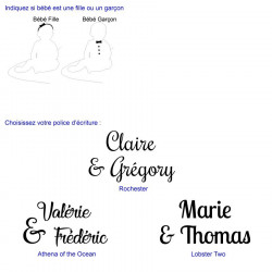 Cake topper personnalisable mariage bois - Famille avec bébé et fille