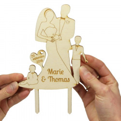 Cake topper mariage à personnaliser - Famille avec bébé et garcon