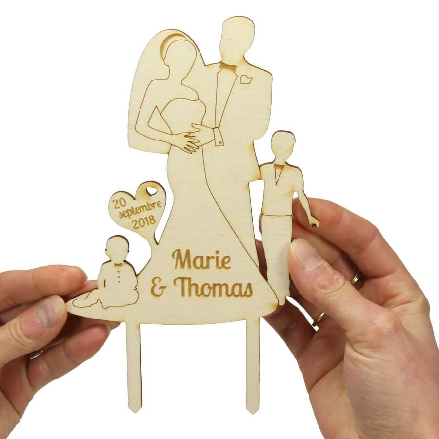 Cake topper en bois Anniversaire personnalisable