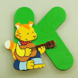 Lettre décorative en bois K - chat Goki