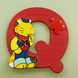 Lettre décorative en bois Q - chat Goki