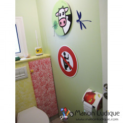 Panneau humour interdit de lire sur les toilettes