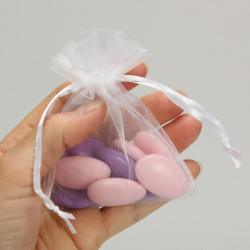 10 sacs organza blanc pour dragées et petits cadeaux