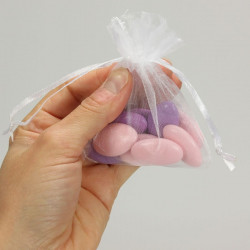 10 sacs organza blanc pour dragées et petits cadeaux