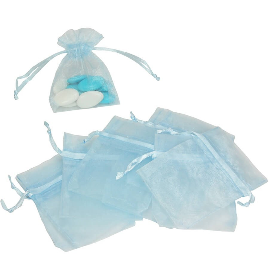 10 sacs organza ciel pour dragées et petits cadeaux 10 sacs organza ciel pour dragées et petits cadeaux